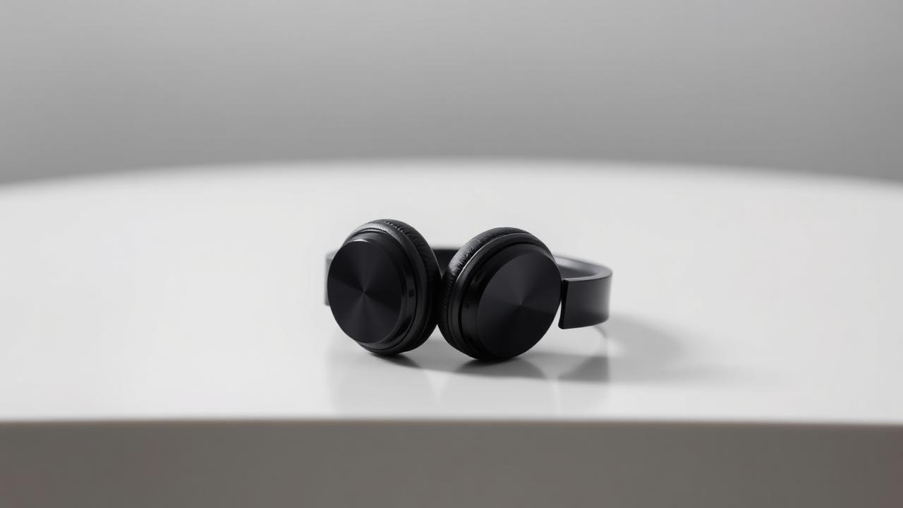 Zwarte draadloze over-ear koptelefoon op een minimalistisch oppervlak