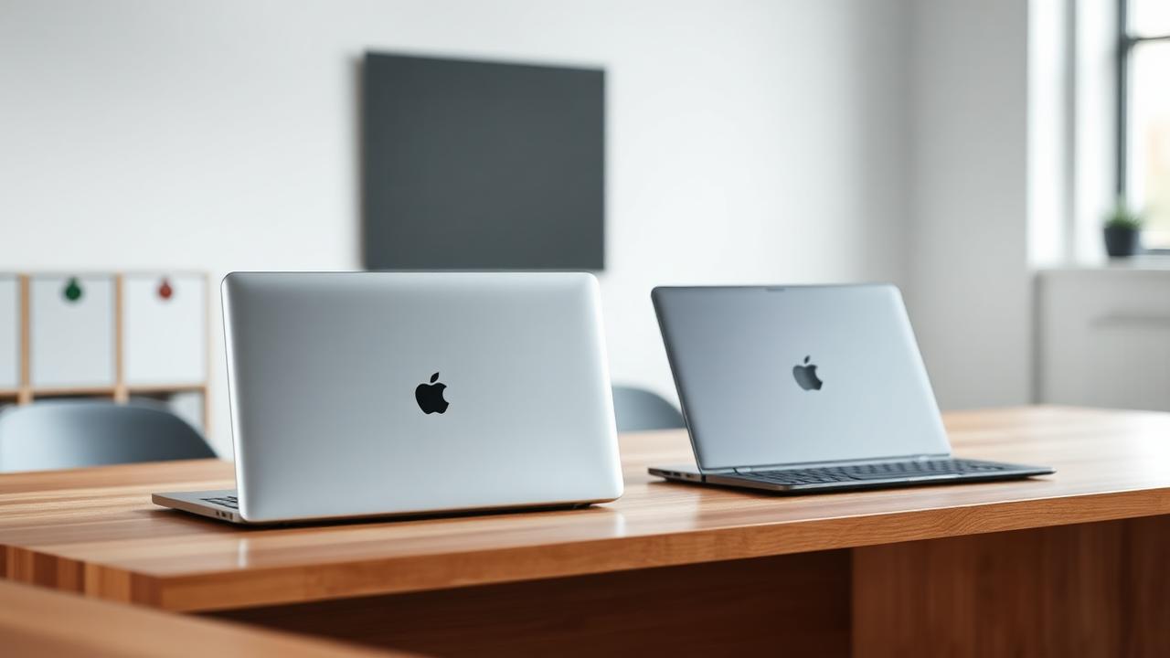 Twee moderne laptops op een houten bureau