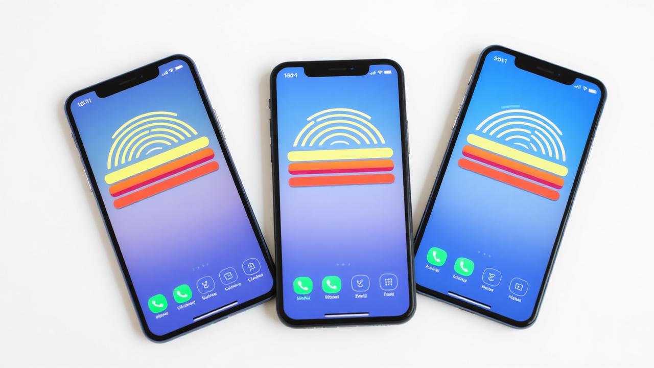Drie smartphones naast elkaar met volledige signaalsterkte